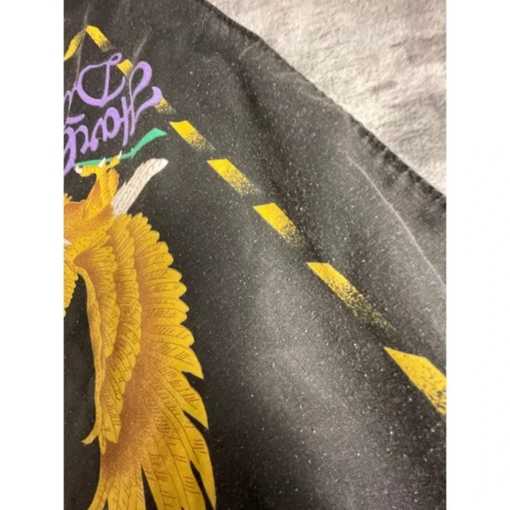 Vtg Harley Davidson Bandana Scarf 30x30 Floral Rose Eagle Black‎ Biker Punk